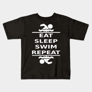 Eat, Sleep, Swim, Repeat (white) Kids T-Shirt